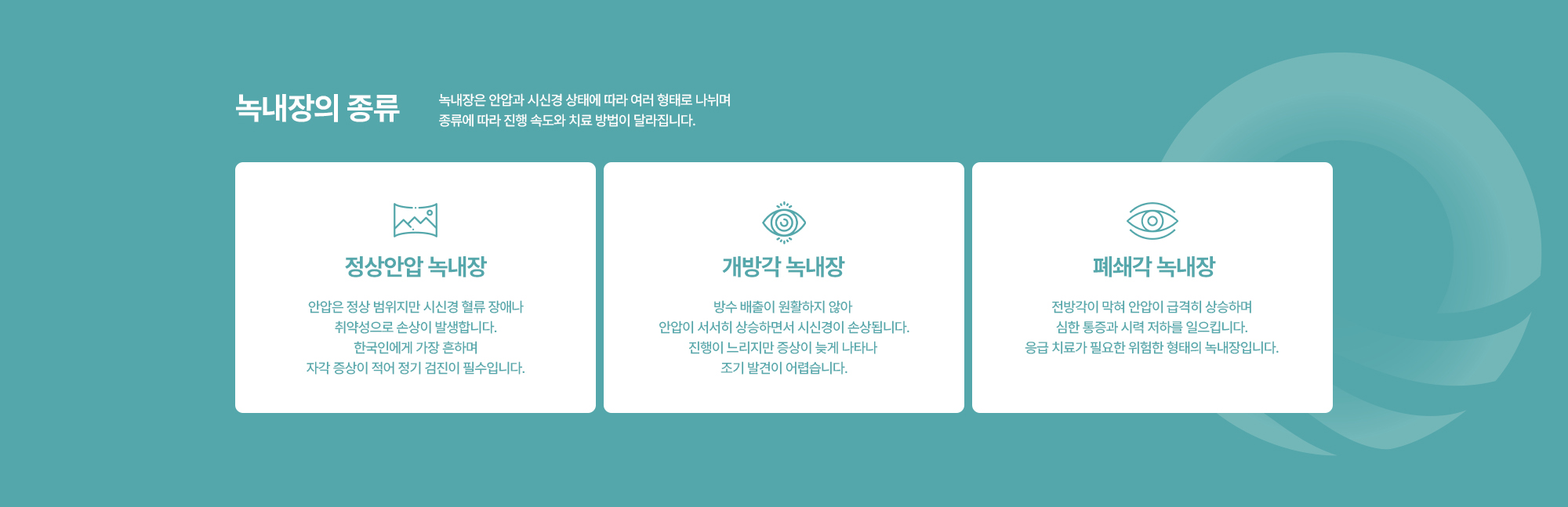 [녹내장의 종류] 정상안압 녹내장 / 개방각 녹내장 / 폐쇄각 녹내장